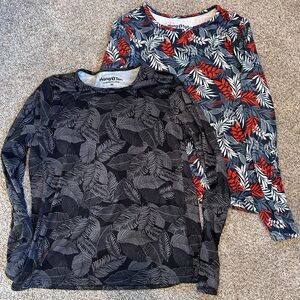 Hang Ten Lot of 2 UPF 50+ long sleeve sun swim shirts. Tropical prints. UV. Med